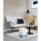 Table basse ronde marbre blanc pied central noir Ø70 cm
