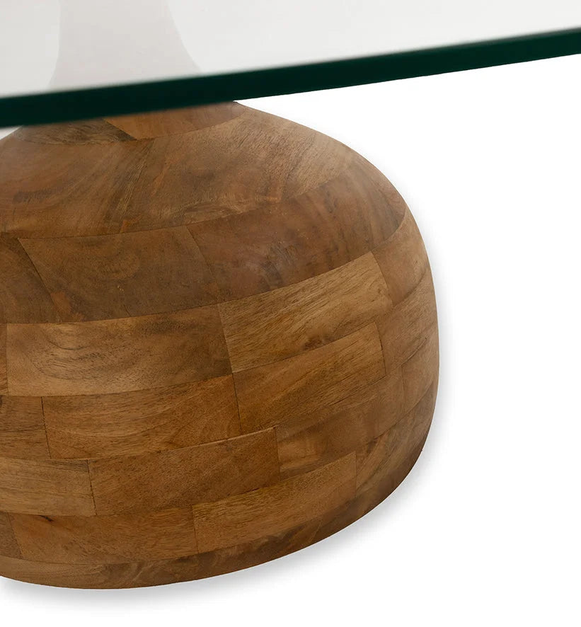 Base ronde en bois de manguier avec motif mosaique, Ø100 cm