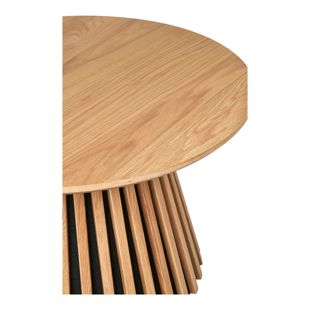 Table basse ronde en chêne clair plaqué naturel Ø70 cm pour salon