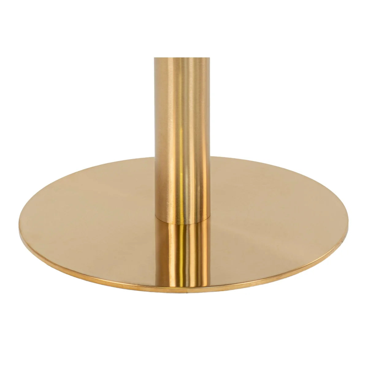 Pied central doré en métal pour table basse ronde en marbre blanc Ø70xH45 cm