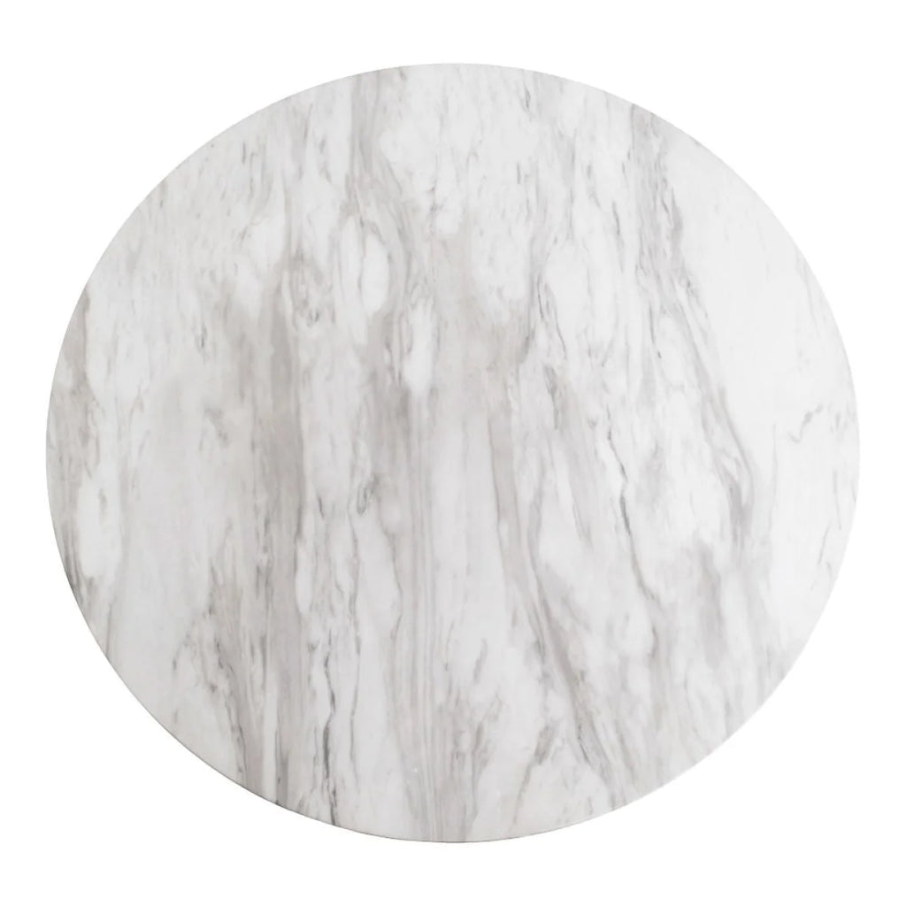Tapis de table rond en marbre blanc veiné gris, Ø70xH45 cm