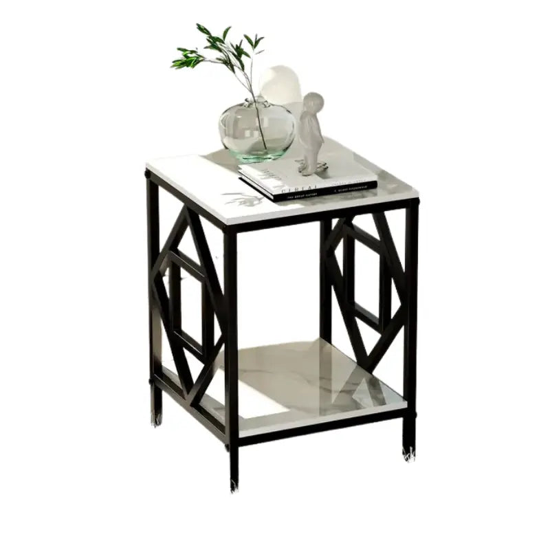 Table d'appoint carrée effet marbre
