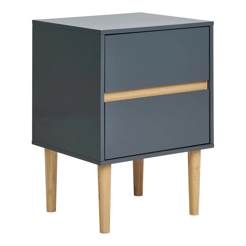 Table d'appoint en bois MDF gris foncé 2 tiroirs 40x35x55