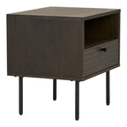 Table d’appoint en chêne fumé 50x40x50 cm avec tiroir et étagère