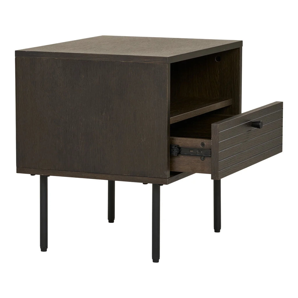 Table d’appoint en chêne fumé avec tiroir 50x40x50 cm