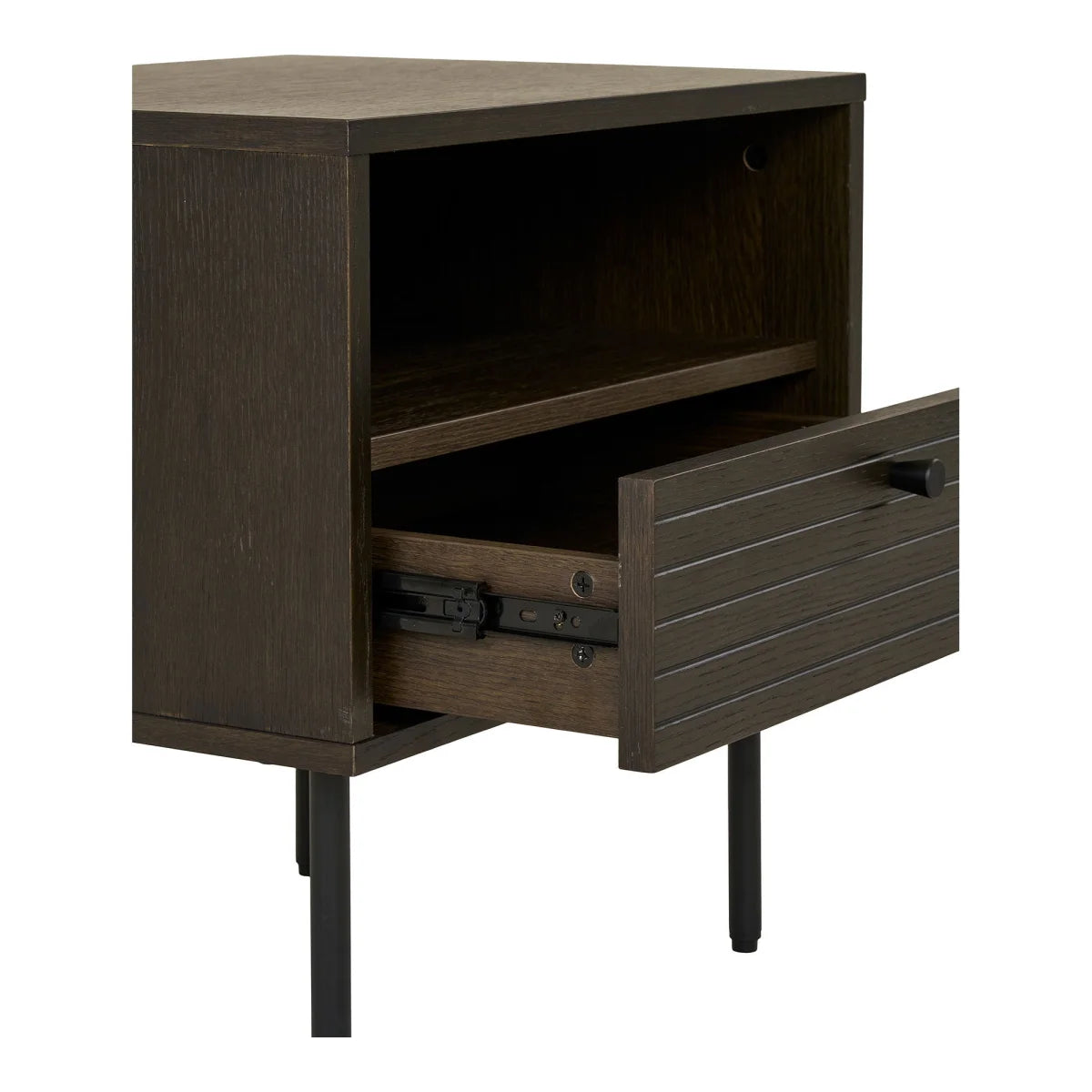Table d’appoint chêne fumé 50x40x50 cm avec tiroir et étagère