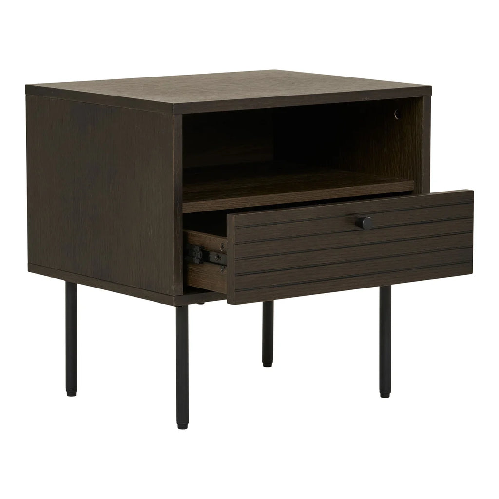 Table d’appoint en chêne fumé avec tiroir 50x40x50 cm
