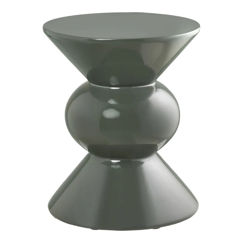 Table d’appoint en fibre de verre laquée vert bouteille forme sablier – Ø34 cm