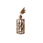 Table d’appoint marbre blanc et bois sculpté ajouré – Ø40 cm