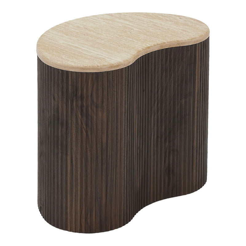 Table d'appoint en MDF aspect travertin brun foncé 50 cm