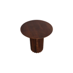 Table d’appoint ronde en bois brun pied colonne cannelé Ø50 cm