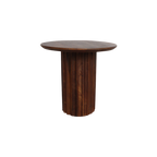 Table d’appoint ronde en bois brun foncé, pied colonne cannelé, Ø50 cm