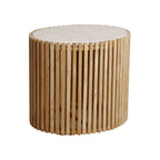 Table d’appoint ronde en bois clair et marbre blanc Ø42 cm
