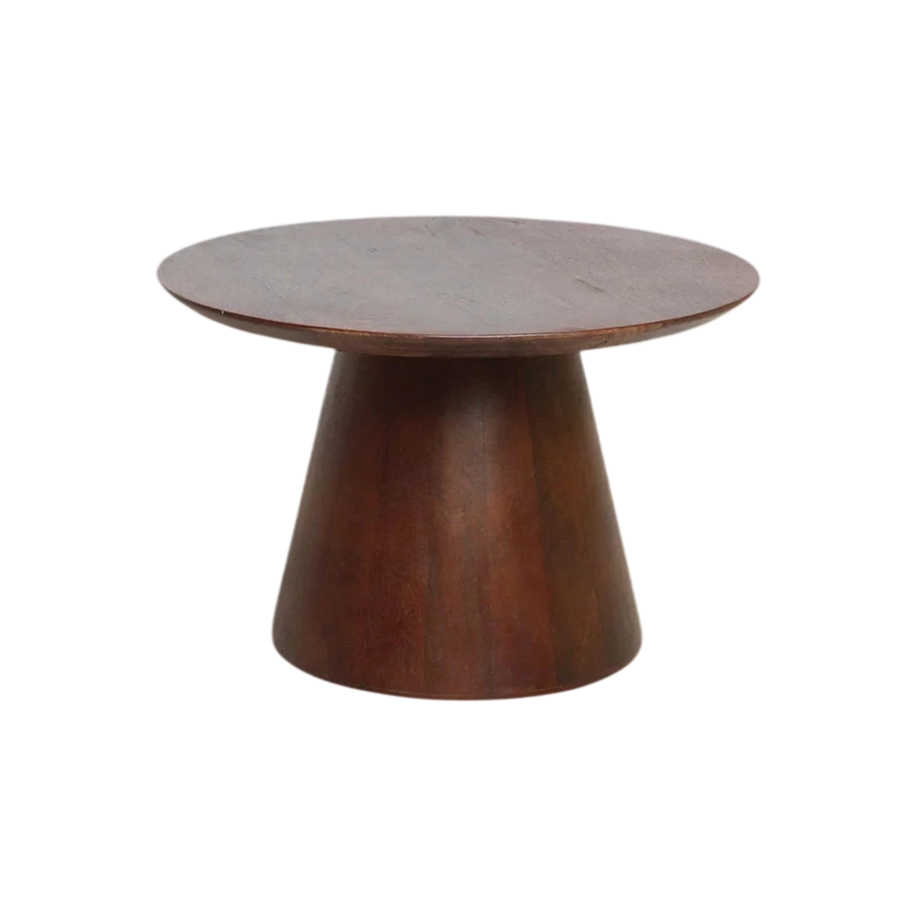 Table d’appoint ronde en bois de manguier brun conique Ø55 cm