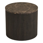 Table d’appoint ronde effet marbre brun foncé strié Ø45 cm