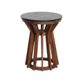 Table d’appoint ronde en marbre gris foncé et bois de manguier brun – Ø40 cm