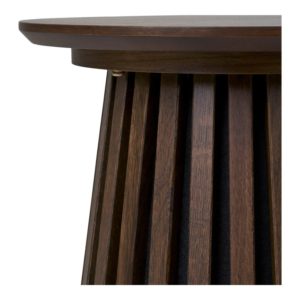 Table d’appoint ronde en placage chêne fumé 40x50 cm en bois brun foncé