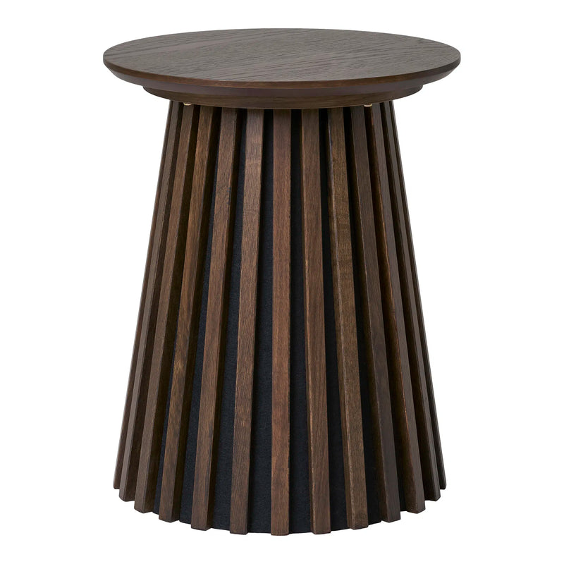 Table d’appoint ronde en placage chêne fumé 40x50 cm