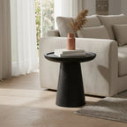 Table d’appoint ronde en teck noir mat avec rebord, Ø40 cm