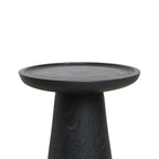Pédestal en pierre grise foncée, top rond lisse, base cylindrique effilée