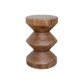 Tabouret en teck massif sablier, H45 cm, finition naturelle
