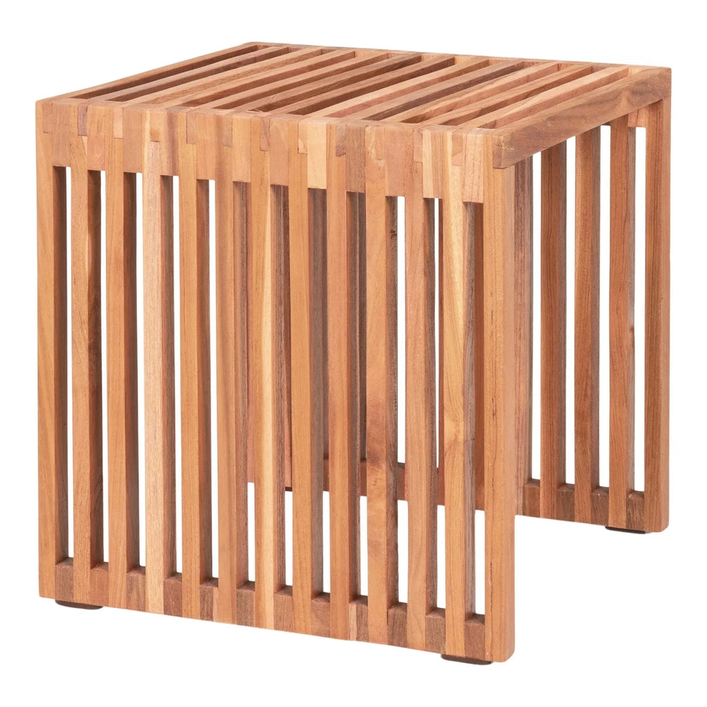 Table d’appoint en teck naturel 40x40 cm bois carré minimaliste