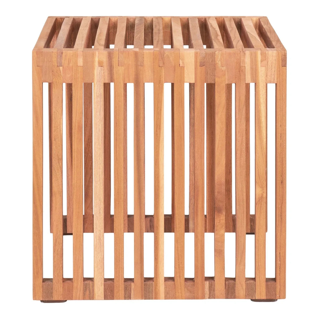 Table d’appoint en teck naturel 40x40 cm bois carré minimaliste