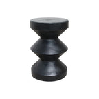 Tabouret en teck noir sculpté forme sablier, H45 cm