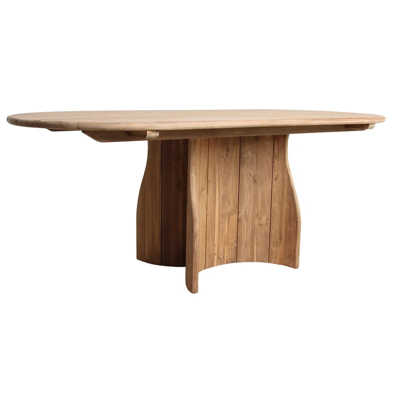 Table de jardin en teck recyclé forme ovale naturel – 200x90 cm