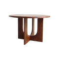 Table ronde en bois massif brun avec pieds en U sculpturaux, Ø120 cm