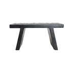 Tabouret artisanal en bois de manguier noir texturé, 40x25 cm