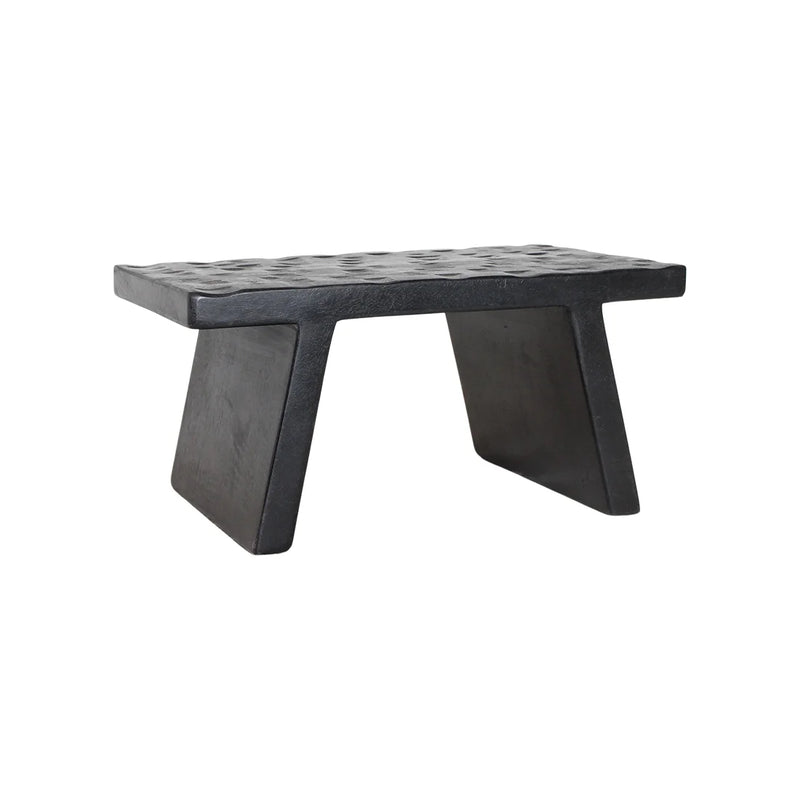 Tabouret artisanal en bois de manguier noir pour salon ou chambre – 40x25 cm