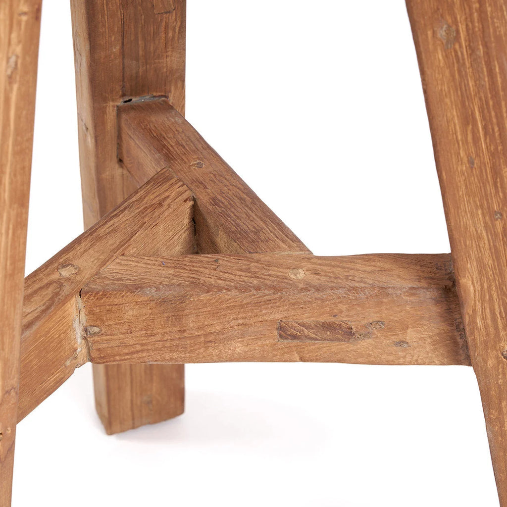 Tabouret de bar en teck recyclé naturel H66 cm rustique