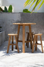Tabouret de bar en teck recyclé naturel H66 cm, set bistro extérieur