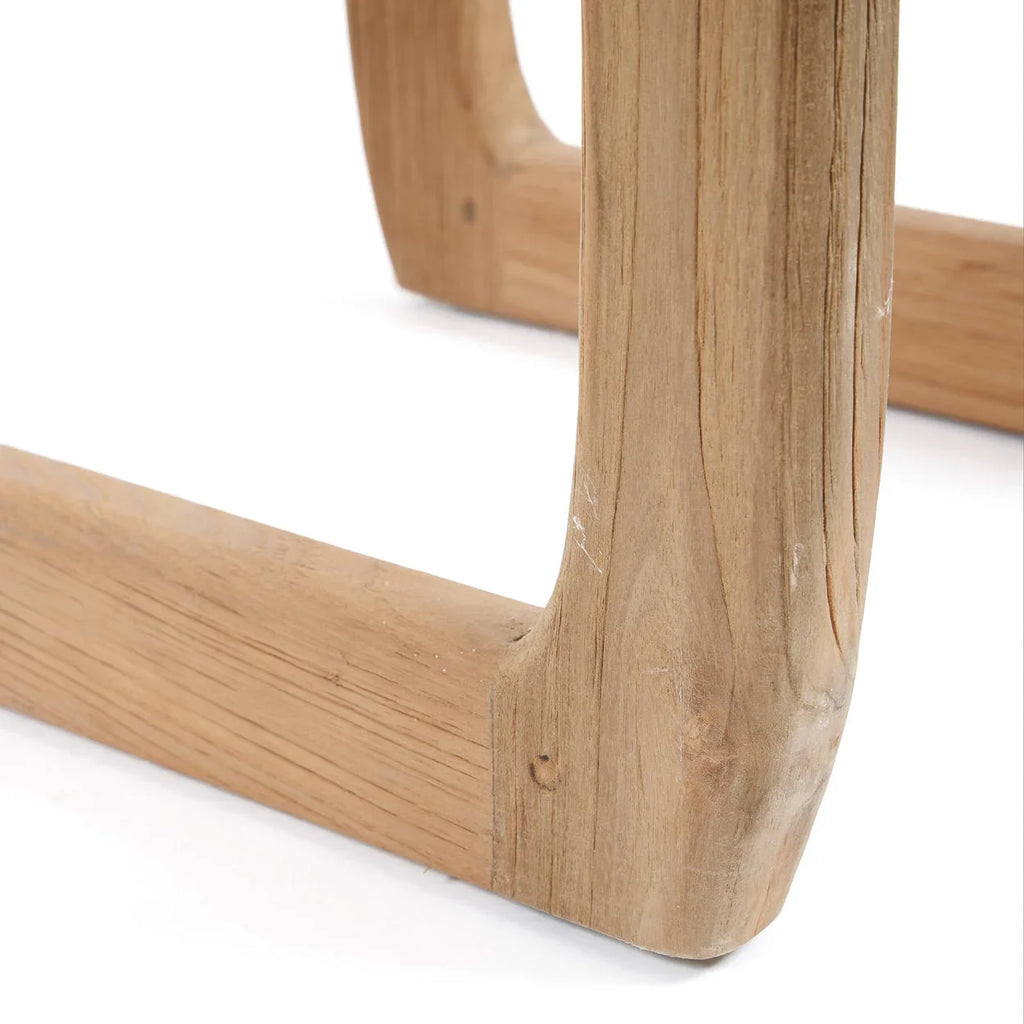 Tabouret d’extérieur en teck recyclé naturel forme rectangulaire – 38x38 cm