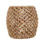 Tabouret en feuilles de bananier tressées naturel ajouré Ø49 cm