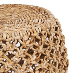 Trois tabourets cylindriques en feuilles de bananier tressées naturel ajouré Ø49 cm