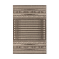 Tapis rectangulaire tissé plat brun motifs crème pour salon 80x150 cm