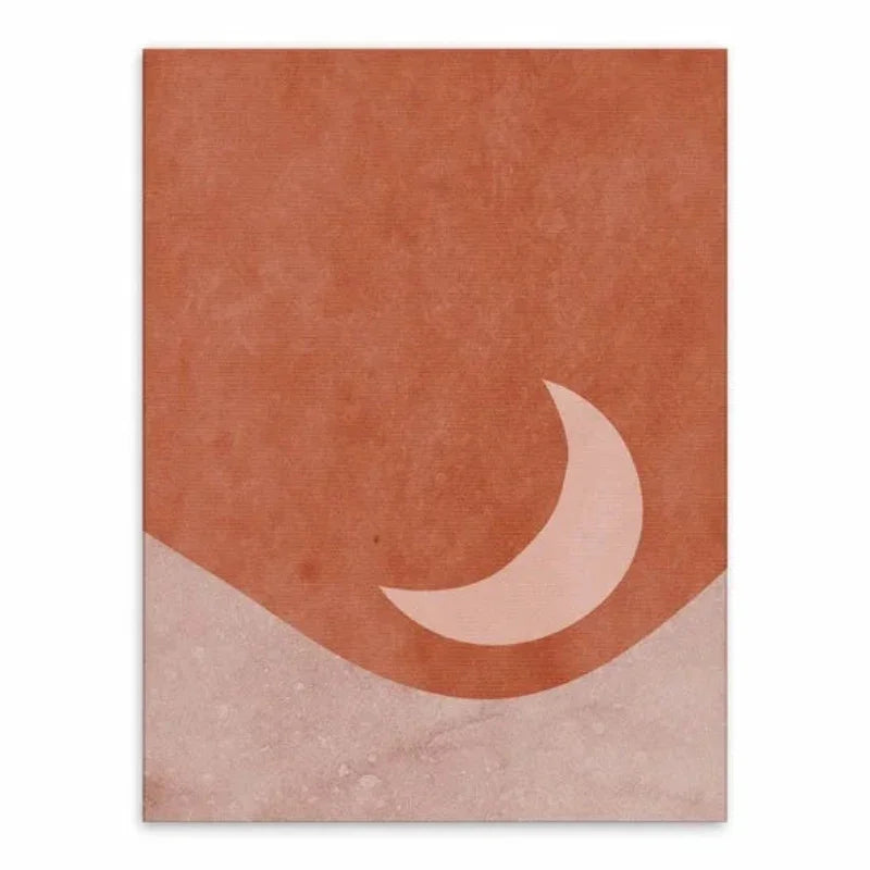 Toile croissant de lune minimaliste terracotta