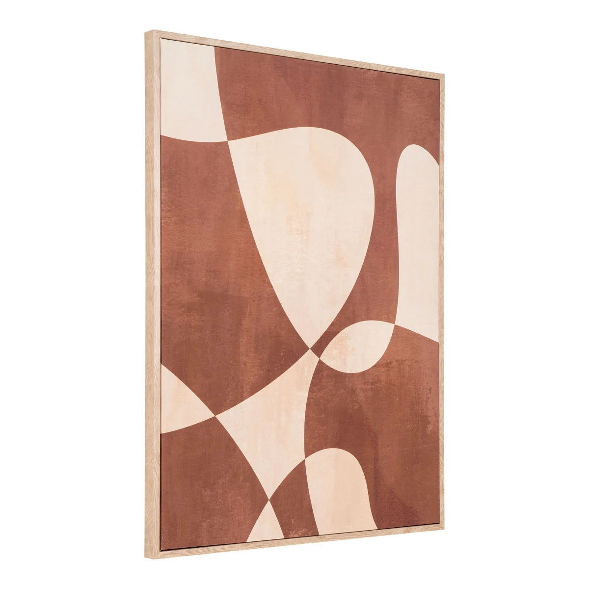 Toile déco 50x70 cm marron et beige : formes organiques beiges et terracotta