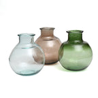 Vase arrondi en verre recyclé beige transparent fumé – H31 cm