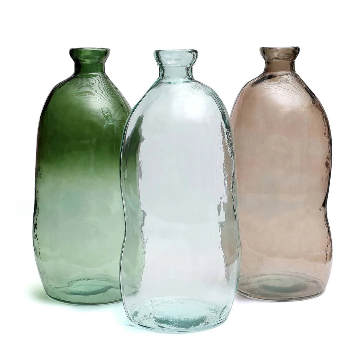 Vase bouteille en verre recyclé vert H73 cm