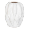 Vase décoratif en céramique blanche mate, H26 cm, fini lisse brillant et rainures verticales