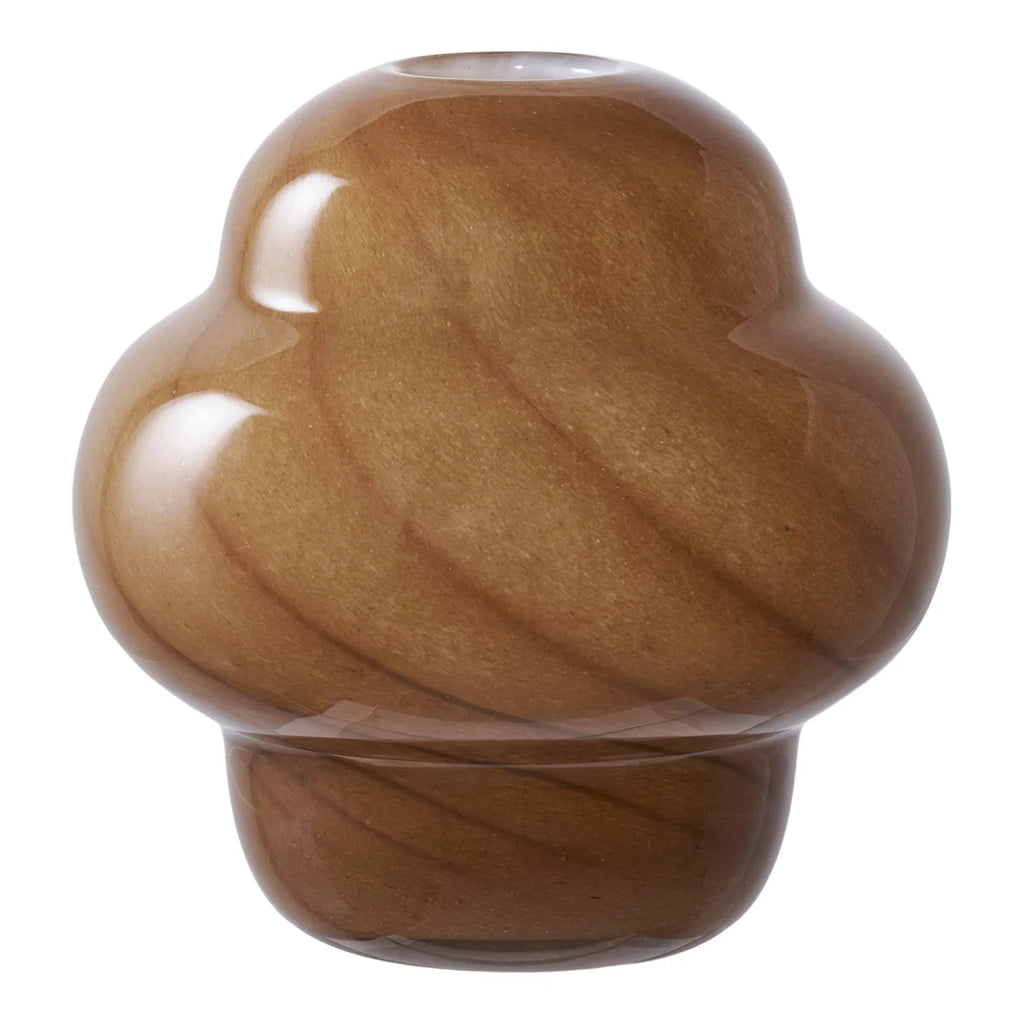 Vase décoratif en verre ambré soufflé forme champignon H17 cm