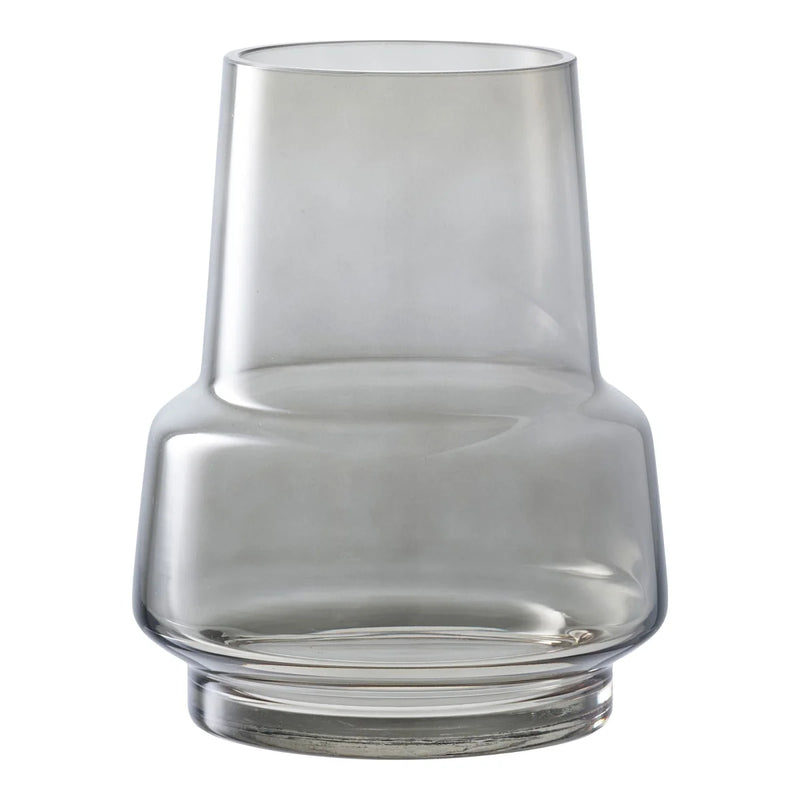 Vase décoratif en verre gris fumé silhouette épurée – H19 cm