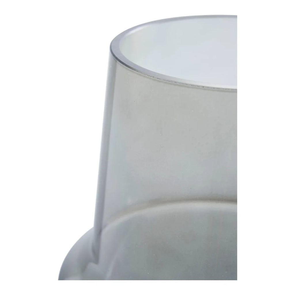 Vase décoratif en verre gris fumé, silhouette épurée, H19 cm