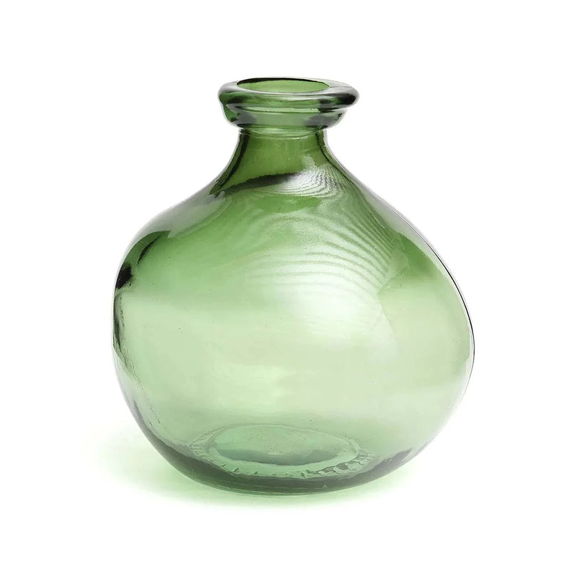 Vase décoratif en verre recyclé vert 18 cm organique