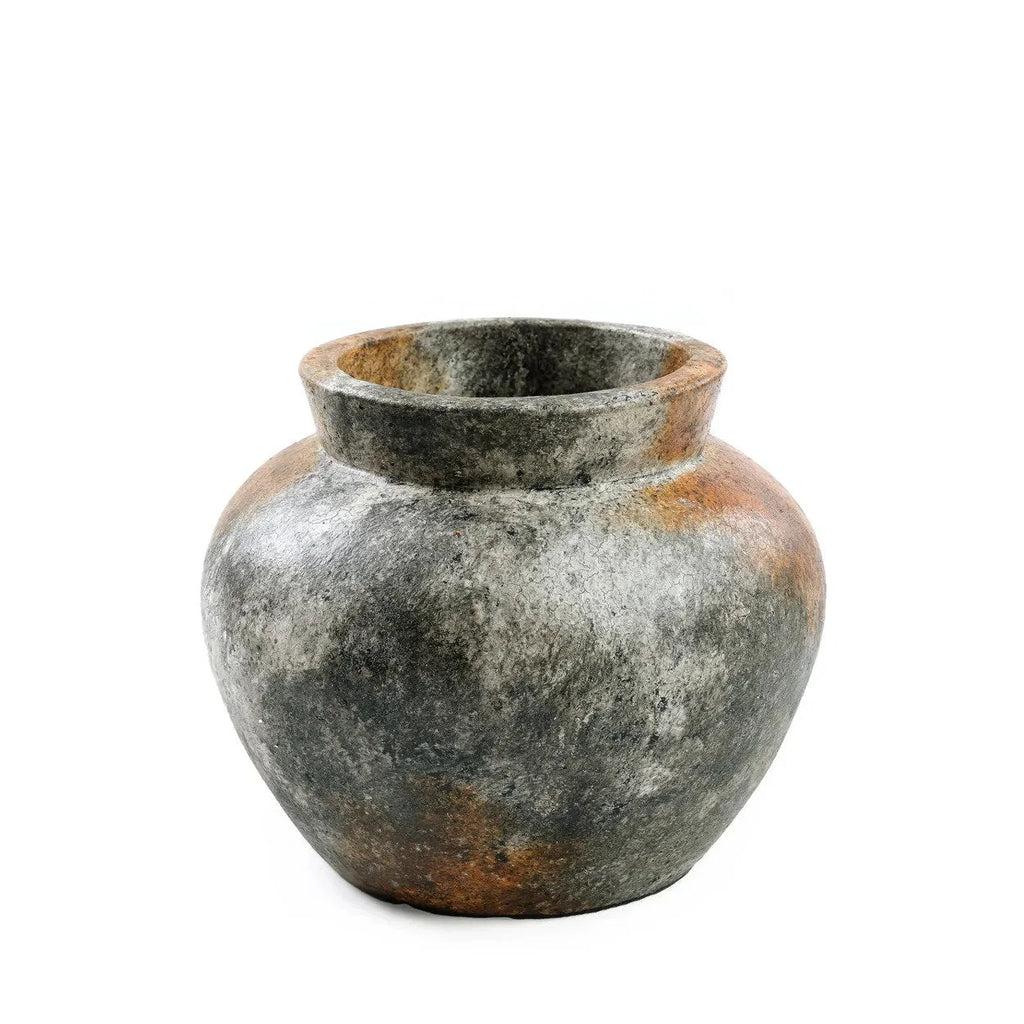Vase en terre cuite gris antique 19 cm pour fleurs sèches