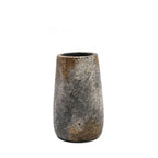 Vase en terre cuite gris antique effet minéral, hauteur 22 cm, style rustique