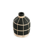 Vase en terre cuite et rotin noir 19 cm décoratif